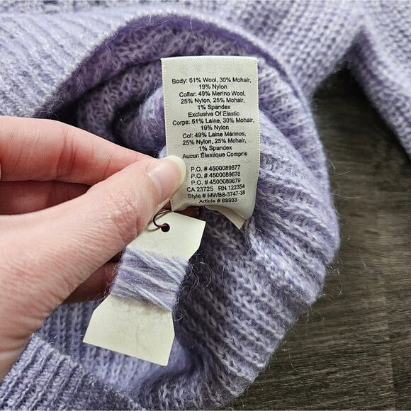 Aritzia Little Moon Purple Gardenia Pointelle Mohair Crewneck Sweater Size XXS - Picture 12 of 15